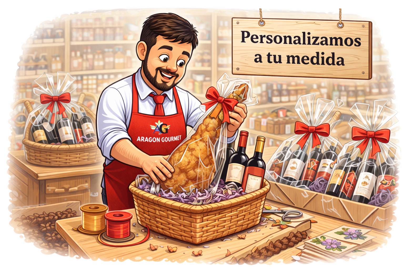 Pr&eacute;paration d'un panier gourmand